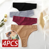 Vevesc 4PCS/Set Seamless High Waisted Panties Women Underwear Women Comfortable Sexy Female Underpants Solid Color Pantys Lingerie