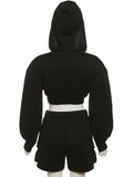 Vevesc Autumn Winter Women Sweatsuit Tracksuit Long Sleeve Solid Sport Hoodies 2 Two Piece Matching Shorts Suit Set For Women