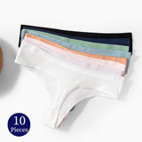 Vevesc 10PCS/Set Striped Women's Panties Breathable Underwear Cotton Female Thongs Sexy Lingerie Soft Cozy G-Strings Sports Tanges