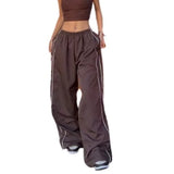 Vevesc Y2K Baggy Cargo Pants for Women Drawstring Elastic Low Waist Parachute Pants Sweatpants Loose Hippie Pants Trousers