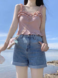 Vevesc Summer New Japanese Sweet Girls Tank Top Kawaii Preppy Y2k Aesthetic Casual Tanks Korean Cute Fairy All Match Camisole for Women