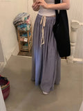 Vevesc Spring Casual Fashion Plaid Contrast Color Women Skirts Vintage Drawstring Elastic Waist Skirt Harajuku Y2k Aesthetic Falda