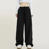 Vevesc Vintage Baggy Jogging Striped Sweatpants Women Y2k Harajuku High Street Sport Pants Elastic Waist Straight Casual Trousers