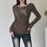 Vevesc Winter New Brown Vintage All-match Casual Tight Warm High Street Sweet Gentle Women's Basic Pullover Sweater