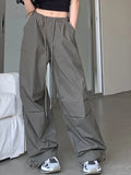 Vevesc Summer Vintage Y2k Cargo Pants Women Pockets High Street Fashion Baggy Pants Female Korean Style Casual Wide Leg Pants