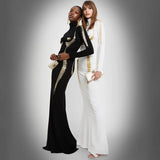 Vevesc Metallic 3D Body Print Black Evening Dress Elegant Turtleneck Long Sleeve Maxi Dresses Women Fall Winter Bodycon