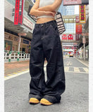 Vevesc Grunge Y2k Black Jeans Women Vintage Oversized High Street Cargo Denim Trousers Wide Casual Baggy Straight Denim Pants