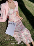 Vevesc Women Summer Strap Floral Print Pink Corset Dress vintage vestidos sexys mujer abiti da sera vestido de novia wedding prom dress