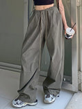 Vevesc Summer Vintage Y2k Cargo Pants Women Pockets High Street Fashion Baggy Pants Female Korean Style Casual Wide Leg Pants