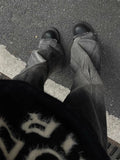 Vevesc Y2K Streetwear Gray Flare Jeans Women Harajuku Hippie Punk Grunge Denim Pants Gothic Gradient Boyfriend Style Trousers