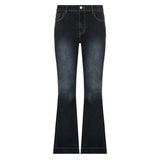 Vevesc Y2K Flare Jeans Low Waist Trouser Women Vintage Cargo Pants Aesthetic Streetwear Blue Denim Pant Fashion 90s Distressed Jean