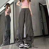 Vevesc Vintage Cargo Pants Women Y2K Harajuku Oversized Streetwear Parachute Pants Bf Korean Hip Hop All-Match Baggy Jogging Trousers
