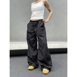 Vevesc Y2k Vintage Cargo Parachute Pants Women Black Harajuku Baggy Wide Leg Trousers Oversized Korean Style Baddie Streetwear
