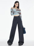 Vevesc Y2K Vintage Black Cargo Pants Women Korean Fashion Retro Beige Wide Leg Trousers Oversized Streetwear Basic Pantalones