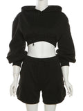 Vevesc Autumn Winter Women Sweatsuit Tracksuit Long Sleeve Solid Sport Hoodies 2 Two Piece Matching Shorts Suit Set For Women