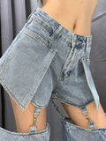 Vevesc Y2K Vintage Denim Pants Women Harajuku Kpop High Waist Wide Leg Cargo Jeans Casual Ripped Straight Trousers Streetwear