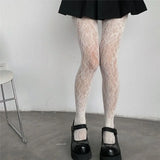 Vevesc Fashion Flower Embroidery Mesh Hollow Out Sexy Pantyhose Women's Fishing Net Tights Cool Girl Colored Hipster Harajuku Stockings