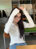 Vevesc Women's Knitted Sweater Y2K Long Sleeve Pullovers Korean Streetwear Vintage Knit Sweaters for Women Slim Fit Bottoming Tops