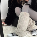 Vevesc Thickened Imitation Mink Fur Boots Leg Warmers Women Punk Plush Warm Leggings Boots Cover Mid Length Socks Harajuku Party Socks
