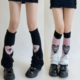 Vevesc Double Knitted Leg Cover Love Cross Hot Girl Y2k Wide Leg Socks Polyester Punk Leg Warmers  Harajuku Y2K Gothic AB Leg Socks
