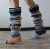 Vevesc Women's Wool Knee Socks Leg Warmers Fashion Y2K Leggings Striped Long Knee Knitted Stacked Socks Women Winter Accessories