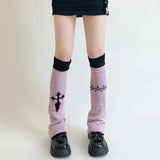 Vevesc New Leg Warmers Cross Chain Leg socks Y2k Japanese Punk Hot Girl Dark Women Harajuku Gothic Cable Knit Socks Cosplay Accessories