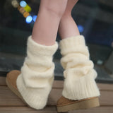 Vevesc New Japanese Wool Leg Warmers Cashmere Winter Warm Plush Knitted Boots Cover Socks Korea Women Leg Socks Y2K Lolita Accessories
