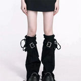 Vevesc Y2K Women's Punk Tassel Cross Black Denim Leg Cover Fashionable Versatile Spicy Girl Pantyhose Female Instagram Style Sock Sleeves