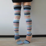 Vevesc Women's Wool Knee Socks Leg Warmers Fashion Y2K Leggings Striped Long Knee Knitted Stacked Socks Women Winter Accessories