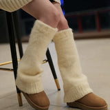 Vevesc New Japanese Wool Leg Warmers Cashmere Winter Warm Plush Knitted Boots Cover Socks Korea Women Leg Socks Y2K Lolita Accessories