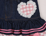 Vevesc Fashion Sweet Skirts for Women High Waist Plaid Bow Patchwork Denim Summer Skirt Preppy Style Loose All Match