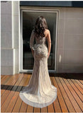 Vevesc Vintage Silver Wedding Dress One Shoulder Art Evening Gown Hand Beaded Off Shoulder Wedding Reception Gown
