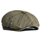 Vevesc  Washed Cotton Newsboy Cap Peaky Octagonal Hat Vintage Casual Cap Solid Berets Visor Gatsby Flat Ivy Hat