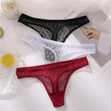 Vevesc 2PCS/Set Lace Sexy G-String Thongs Transparent Women's panties Low-Waist Female Underpants Mesh Perspective Briefs Lingerie M-XL