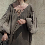 Vevesc  Linen New Summer Shirt Dress Evening Female Vintage Party Oversize Long Sleeve Beach Women Dresses Robe Vestido Maxi Prom