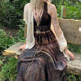 Vevesc y2k Fairycore Vintage High-Waisted Midi Skirt Harajuku Korean Fashion Kawaii Long Pleated Skirt Dark Academia Retro Clothes
