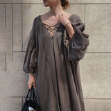 Vevesc  Linen New Summer Shirt Dress Evening Female Vintage Party Oversize Long Sleeve Beach Women Dresses Robe Vestido Maxi Prom