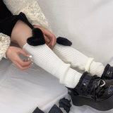 2000s fashion Handmade Mid-Calf Plush Three-Dimensional Love Decorative Calf Socks Knitted Wool Warm Leg Cover Autumn and Winter Ins Personality