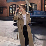 frat outfits Trench Coat for Women 2024 New Spring and Autumn Mid-Length Korean Style British Style Khaki Early Autumn Coat