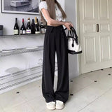 frat boy outfits Lapel Suit Pants for Women 2024 Summer New Draping High Waist Slimming Casual Pants Wide Leg Straight Trousers