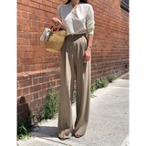 summer outfits inspo Casual Suit Pants Women's 2024 New Wide-Leg Pants Draping High Waist Slimming Summer Ice Silk Mopping Pants