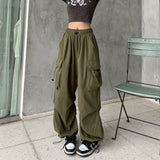 Vevesc 90s streetwear American Retro Workwear Casual Pants Women's Summer Versatile Straight Draping Ankle-Tied Trousers Loose Wide-Leg Pants Ins