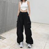 90s streetwear American Retro Workwear Casual Pants Women's Summer Versatile Straight Draping Ankle-Tied Trousers Loose Wide-Leg Pants Ins