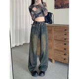 frat boy outfits plus Size Women's Retro Jeans Autumn 2024 New Chubby Girl High Waist Slimming Straight Wide Leg Pants