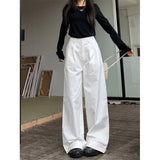 summer outfits inspo 2024 Early Spring New Slimming High-Rise Korean Style Simple Loose Slimming High Waist Wide Leg Casual Pants 2 Colors