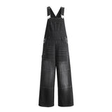 guys clothing styles Attention Time Retro Wide Leg Denim Suspender Pants Women's Autumn and Winter New Loose Slimming Lazy Loose Mopping Pants