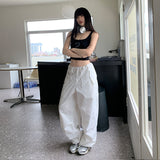 frat outfits Korean Style All-Match Item Casual Fashionable White Overalls Personalized Hot Girl Street Casual Pants 2024 New