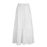 skater boy outfits Sexy Hot Girl Bohemian Style Skirt Summer White Cotton Stitching Low Waist Split Dress