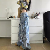 barn jacket outfits American Street Vibe Workwear Wide-Leg Jeans Men's and Women's Multi-Pocket High Waist Loose Drop-down Mop Pants