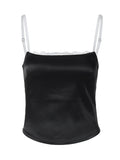 frat outfits 2024 Hot Girl Lace Solid Color Black Strap Lace Stitching Camisole Top